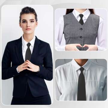 Luckyvestir Ties for Women, School Ties for Girls Kids, Adjustable Neck Tie, Black Pre-tied Zipper Tie for Uniforms Weddings Graduation