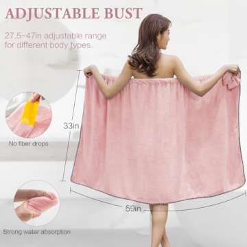 KOIKEY Hair Towel Women Bath Wrap - Adjustable Microfiber Super Absorbent to Quick Drying Hair and B...