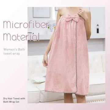 KOIKEY Hair Towel Women Bath Wrap - Adjustable Microfiber Super Absorbent to Quick Drying Hair and Body for Gym, Spa, Sauna and Shower After Body Cover, Pink