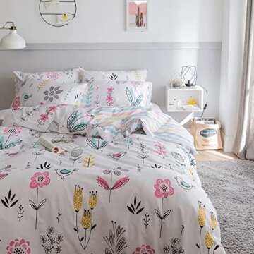 HighBuy Floral Twin Duvet Cover Set - Floral Style 03