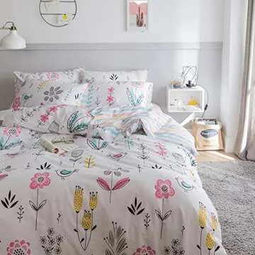 HighBuy Floral Twin Duvet Cover Set - Floral Style 03