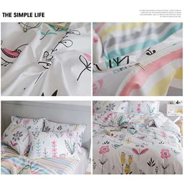 HighBuy Floral Twin Duvet Cover Set - Floral Style 03