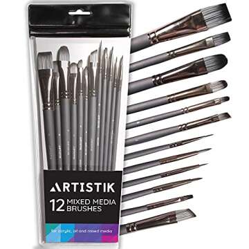 Fine Detail Paint Brush Set - (12 Piece Set) Miniature Brushes for Acrylic, Oil Watercolor, Model Cr...