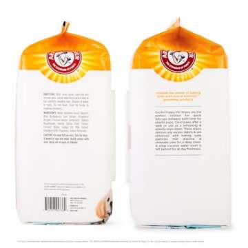 Arm & Hammer Dog Grooming Wipes - Natural Deodorizing Pet Wipe with Coconut - Travel Essential & Supplies for Dogs - Dog Whole Body & Face Cleaning - Odor Eliminator with Baking Soda Power - 100 Count