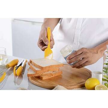 11Pcs Silicone Cooking Utensils Set - Heat Resistant Kitchen Tools, Spatula, Turner, Tongs, Spoon, Whisk, BPA Free, Dishwasher Safe, Nonstick Cookware Utensils (Yellow)