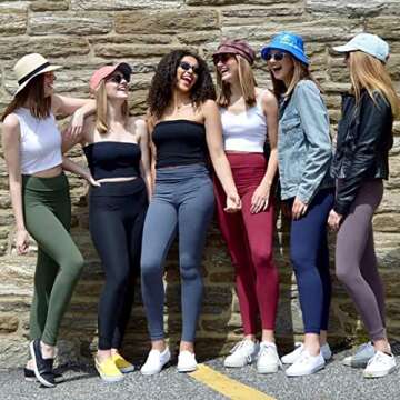 7 Pack High Waisted Leggings - Soft Tummy Control Pants