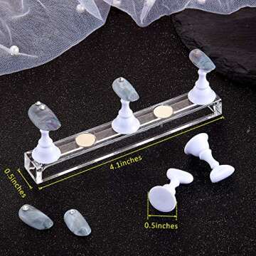 Blulu 2 Sets Acrylic Nail Display Stand Nail Practice Holder Magnetic Nail Practice Stand Fingernail...