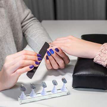 Blulu 2 Sets Acrylic Nail Display Stand Nail Practice Holder Magnetic Nail Practice Stand Fingernail DIY Nail Design Stand for False Nail Manicure Tool Home Salon Use (White)