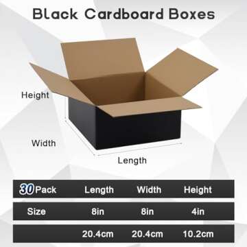 Small Shipping Boxes 8x8x4 Inches, 30 Pack Black Corrugated Cardboard Boxes, Mailer Boxes for Small ...