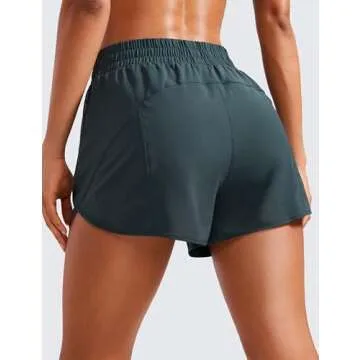 CRZ YOGA Womens High Waisted Running Shorts Mesh Liner 3'' Dolphin Quick Dry for Athletic Gym Track ...