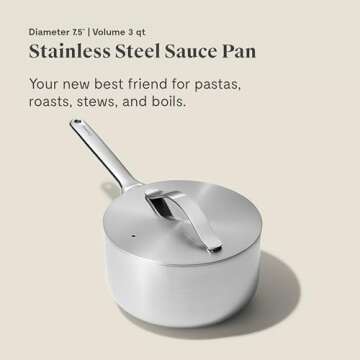 Caraway Stainless Steel Sauce Pan - Non Toxic & Oven Safe