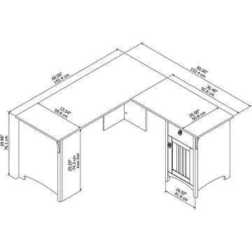 Bush Furniture Salinas L Shaped Desk with Storage in Antique White