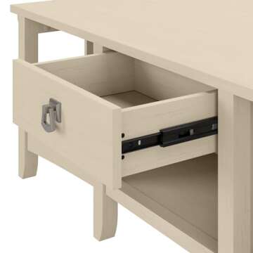 Bush Furniture Salinas L Shaped Desk with Storage in Antique White