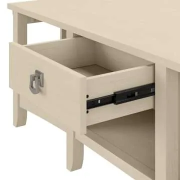 Bush Furniture Salinas L Shaped Desk with Storage in Antique White