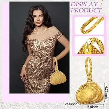 Mixweer 4 Pieces Clutch Purses Bag for Women Evening Rhinestone Jewelry Set Bling Necklace Earrings Bracelets Set for Wedding (Delicate Style)