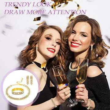 Mixweer 4 Pieces Clutch Purses Bag for Women Evening Rhinestone Jewelry Set Bling Necklace Earrings Bracelets Set for Wedding (Delicate Style)