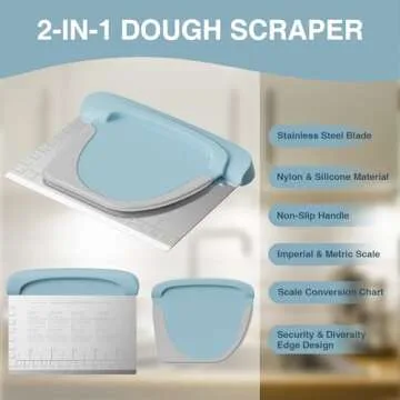 Bench Scraper Dough Cutter Tool - Bowl Pastry Scraper for Bread Cake Pizza, Bench Knife Kitchen Doug...