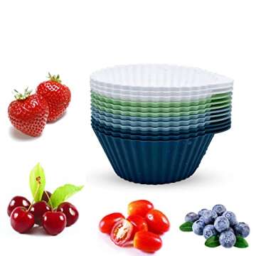 Vethwal Reusable Silicone Baking Cups - Versatile 24 Pack, Food Grade & Non-Toxic