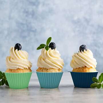 Vethwal Silicone Baking Cups - 24 Pack Eco-Friendly Liners