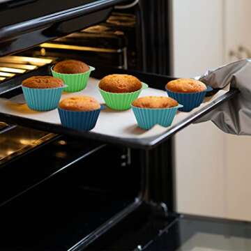 Vethwal Silicone Baking Cups - 24 Pack Eco-Friendly Liners