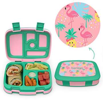 Bentgo Prints Insulated Lunch Bag Set With Kids Bento-Style Lunch Box and 4 Reusable Ice Packs (Trop...