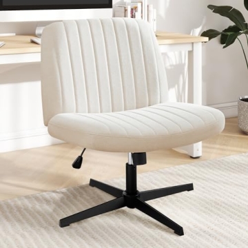 DUMOS Criss Cross Chair Legged Office Wide Comfy Desk Seat, No Wheels Armless Computer Task Seating,...
