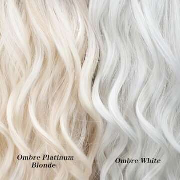 ORSUNCER Long Wavy Wigs with Bangs for Women Ombre Wig Synthetic Wavy Hair wigs for black white women for Daily Party 26 Inches Ombre White