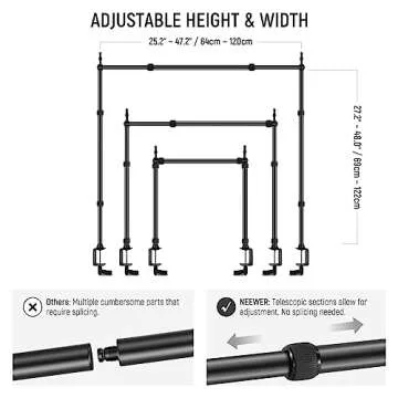 NEEWER Overhead Camera Mount Rig with 2 Ball Heads, Super Clamp/Mobile Phone Holder/Camera Desk Mount, Multi Device Mount, Platform Overhead Tripod, Adjustable Height Width, Max Load 12 kg, NK002