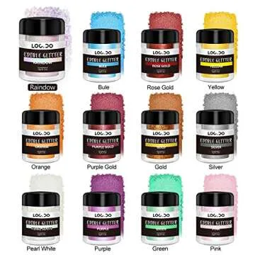 Edible Glitter 11+1 Colors Set, Food Grade Luster Dust, Edible Glitter for Drinks, Beer, Cake Decora...