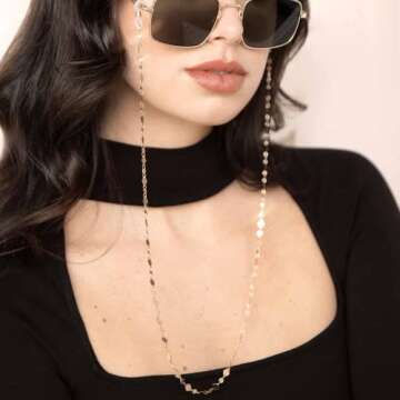 Ettika Glasses Strap. Eye Glasses Holders Around Neck, Sunglasses Strap. Real Aces Gold Tone Plated....