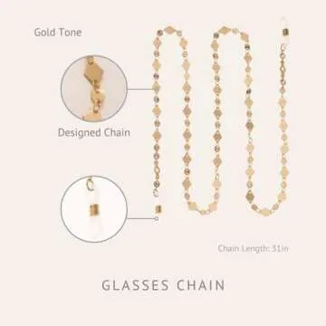 Ettika Glasses Strap. Eye Glasses Holders Around Neck, Sunglasses Strap. Real Aces Gold Tone Plated. Mothers Day Gifts