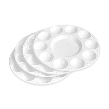 Amazon Basics 15 Piece Round Paint Tray Palettes, White, 6.7 x 6.7 x 0.4 in