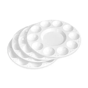 Amazon Basics 15 Piece Round Paint Tray Palettes, White, 6.7 x 6.7 x 0.4 in