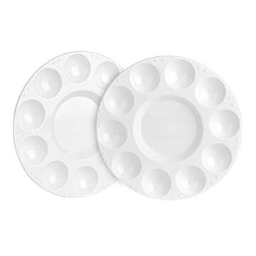 Amazon Basics 15 Piece Round Paint Tray Palettes, White, 6.7 x 6.7 x 0.4 in
