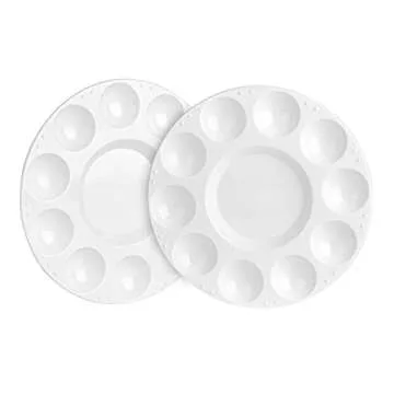 Amazon Basics 15 Piece Round Paint Tray Palettes, White, 6.7 x 6.7 x 0.4 in