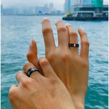 TIGRADE Rainbow Titanium Ring: Unique Wedding Band