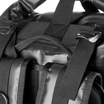 Drakon Outdoors 40L Waterproof Dry Bag Survival Backpack - Roll Top Go-Bag Perfect for Boating, Camping, Hunting, Kayaking - Black Padded Adjustable Straps With MOLLE System