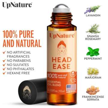 UpNature Head Ease Essential Oil Roll On Blend – Migraine Head Tension Comfort with Instant Cooling Effect – Nurse Accessories for Work