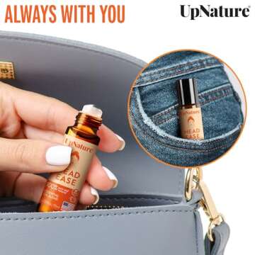 UpNature Head Ease Essential Oil Roll On Blend – Migraine Head Tension Comfort with Instant Cooling Effect – Nurse Accessories for Work