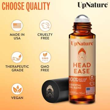 UpNature Head Ease Essential Oil Roll On Blend – Migraine Head Tension Comfort with Instant Cooling Effect – Nurse Accessories for Work