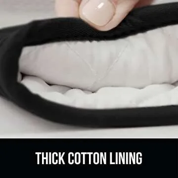 Gorilla Grip BPA-Free Soft Silicone Oven Mitts and Potholder Set of 4, Heat Resistant Hot Pads, Thick Cotton Lined Cooking Mitt, Long Gloves Protect Hands, Kitchen Waterproof Trivet Mats, 12.5" Black