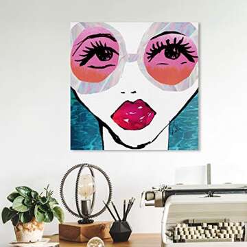 The Oliver Gal Artist Co. Fashion and Glam Wall Art Canvas Prints 'Ready for The Water' Home Décor, 12 in x 12 in, Red, Teal