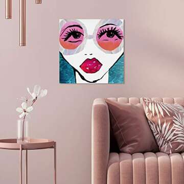 The Oliver Gal Artist Co. Fashion and Glam Wall Art Canvas Prints 'Ready for The Water' Home Décor, 12 in x 12 in, Red, Teal