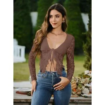 AGECODE Women's Stylish Lace Ruffle Crop Top for All Occasions