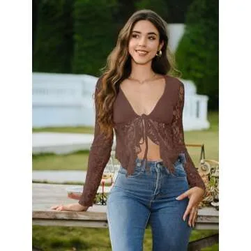 AGECODE Women's Stylish Lace Ruffle Crop Top for All Occasions