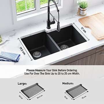 Bellemain Over Sink Drying Rack - Collapsible Space Saving Roll Up Sink Rack, Over The Sink Dish Dry...