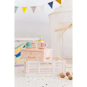 Stylish 3 Sprouts Eco-Friendly Storage Crate - Cream