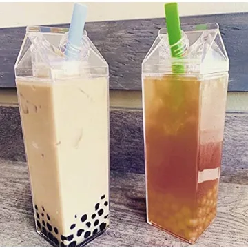 Cute Customizable Clear Milk Carton Water Bottle