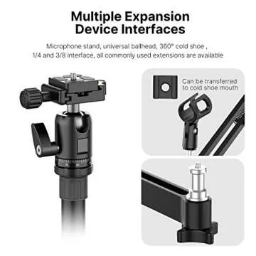 Live Broadcast Boom Arm, ULANZI Flexible Desk Mount Camera Arm Clamp Webcam Stand, Microphone Boom Arm for Blue Yeti Snowball Yeti Nano, Webcam, Camera, LED Light, Voice Recording, Podcasting