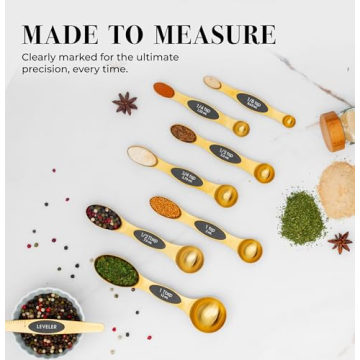 Stylish Gold Magnetic Measuring Spoons Set for Precision Cooking